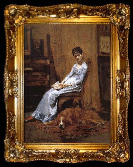 framed  Thomas Eakins The Artist-s wife and his dog, ta009-2